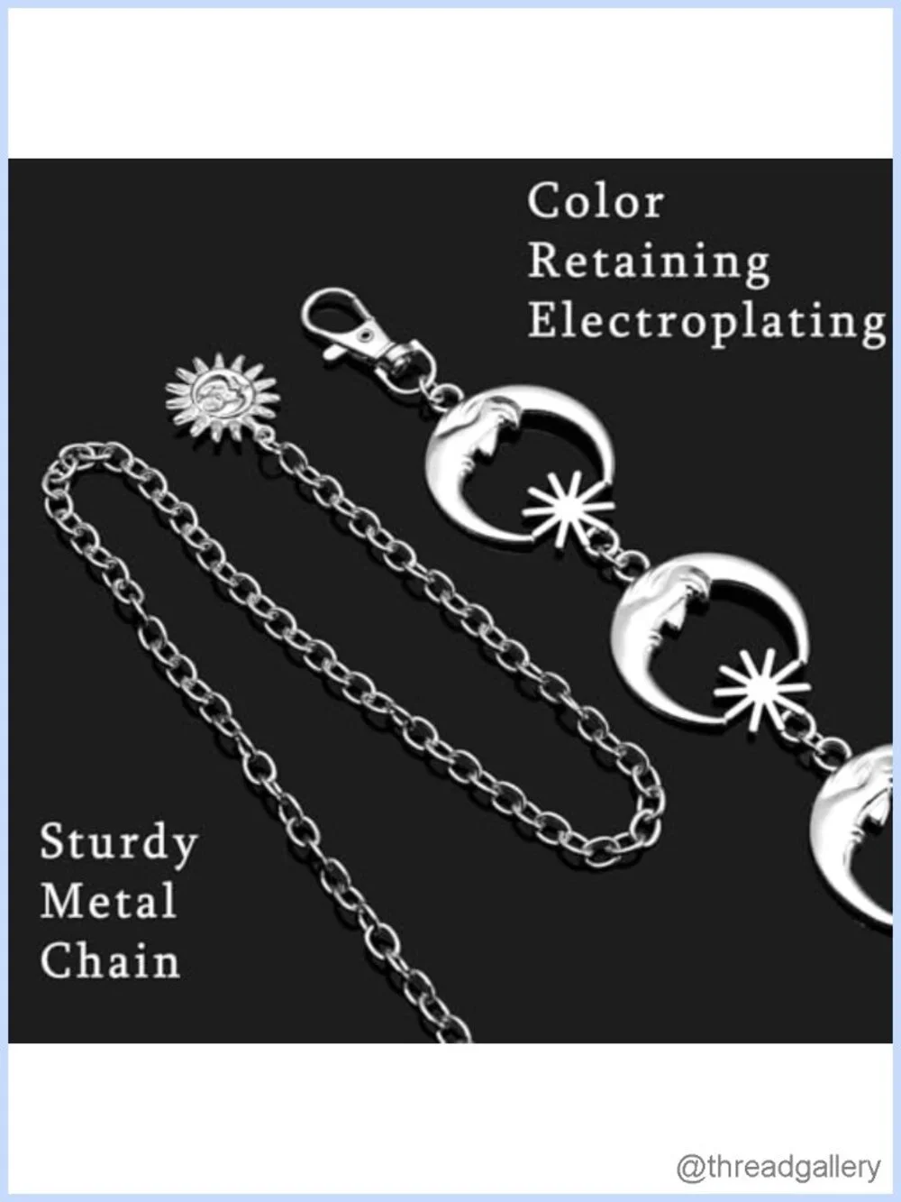 Metal Chain Belt Women Sun Moon Western Adjustable Waist Belt for Dresses Jeans